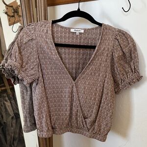 Madewell Taupe Puff Sleeve Blouse
